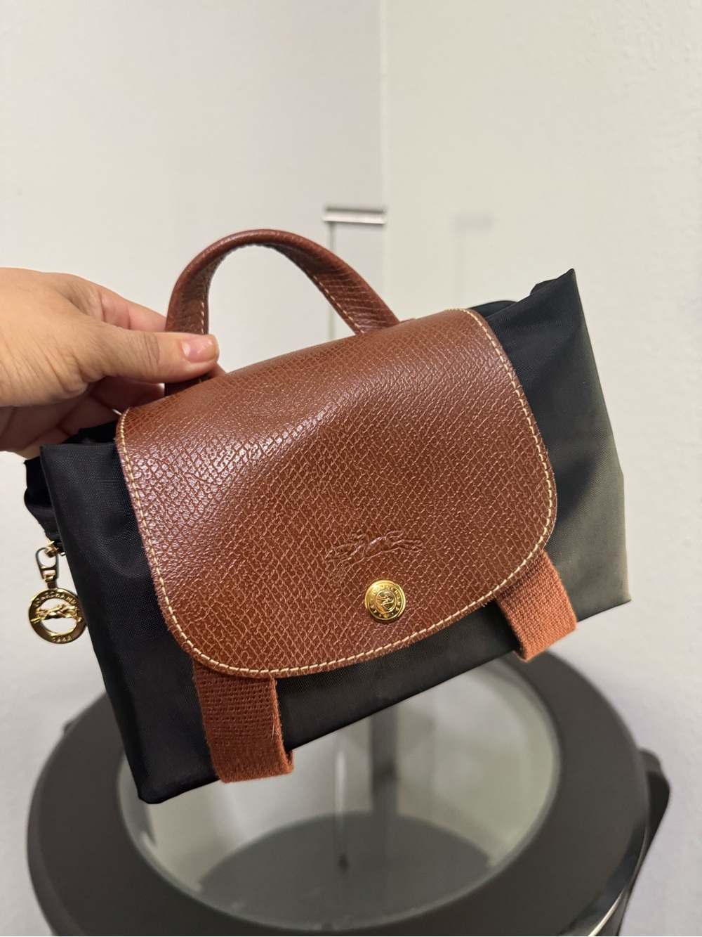 Longchamp Black Nylon Mini Backpack  Le Pliage
